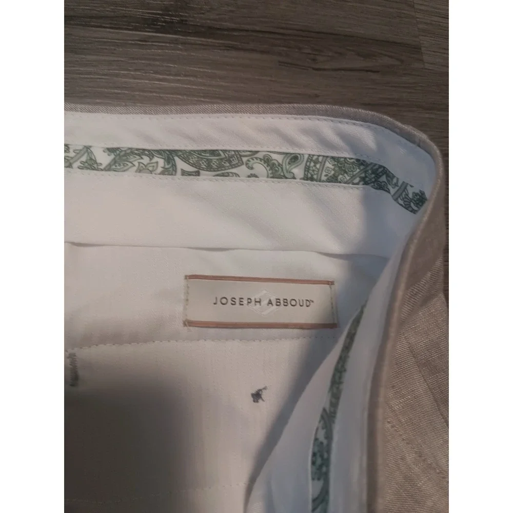 Joseph Abboud Men's‎ Gray 00% Linen Plaid Dress Pants Size 34x32 Actual 34x29.5